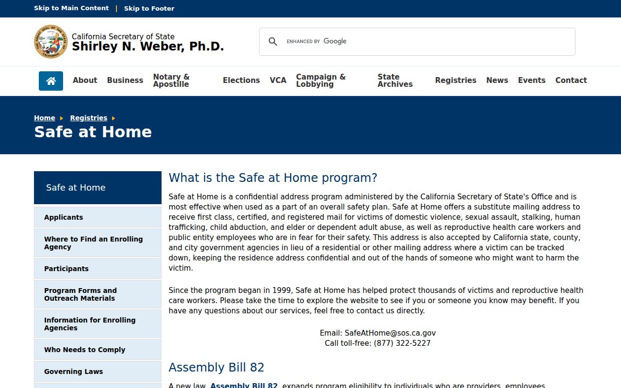 Murrieta residents directory privacy reference image for California Safe at Home