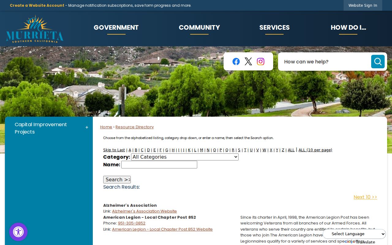 Murrieta neighbors reference image of the city community resource directory
